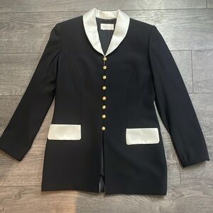 SELINA elegant black white tuxedo style Blazer jacket
